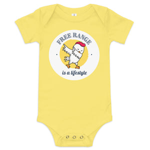 Free Range is a Lifestyle Baby short sleeve cotton one piece