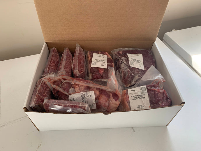 beef sampe pack in southwestern ontario from grass fed and finished angus beef